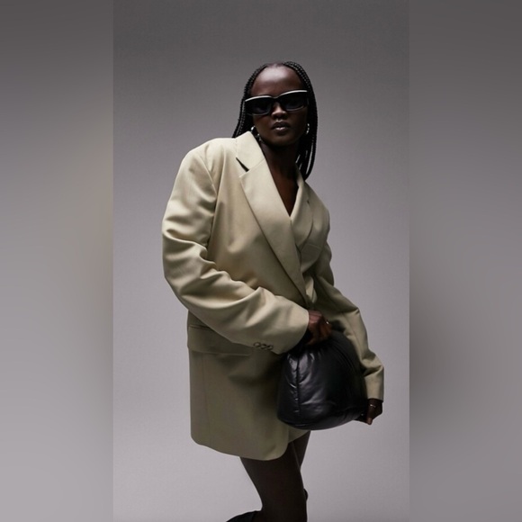 Topshop Tailored Dad Blazer Dress in Sage - Picture 3 of 17